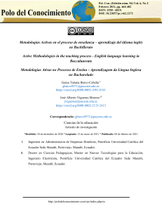 Metodolog&iacute;as Activas en la Ense&ntilde;anza de Ingl&eacute;s en Bachillerato