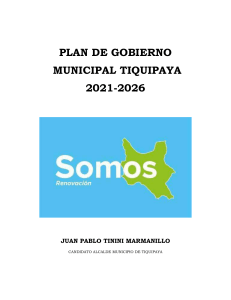 Plan de Gobierno Municipal Tiquipaya 2021-2026
