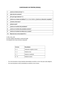 Cuestionario Pfeiffer (SPMSQ): Evaluación Cognitiva