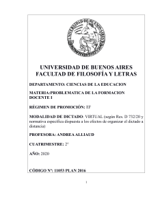 Programa Formación Docente I - UBA