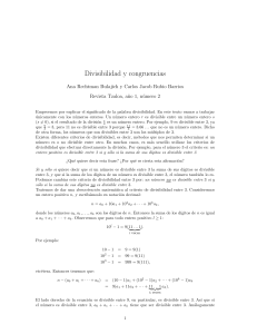 Divisibilidad y Congruencias: Teor&iacute;a de N&uacute;meros