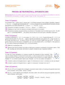 Examen de Matemáticas Diversificado - Olimpiada Nacional de Ciencias