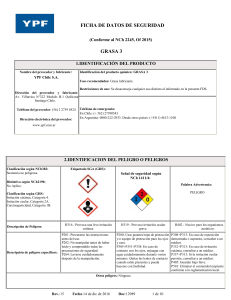 FDS GRASA 3: Seguridad y Manejo de Grasa Lubricante