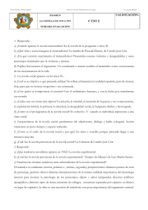 Examen Narrativa Española 1939-Actualidad 4º ESO