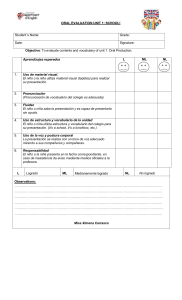 Evaluación Oral Unidad 1: ¡Escuela! - Primaria