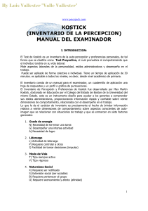 Manual del Examinador Kostick: Inventario de Percepción