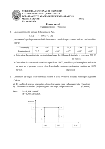 Examen Química II: Cinética, Termodinámica, Equilibrio