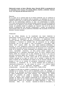 Apropiaci&oacute;n de la Naturaleza como Recurso: An&aacute;lisis Reflexivo