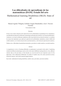 Dificultades de Aprendizaje Matemáticas: Estado del Arte