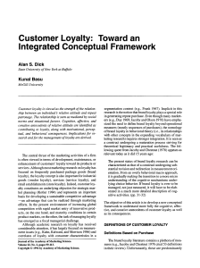 Customer Loyalty: Integrated Conceptual Framework