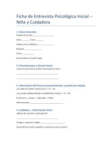 Ficha de Entrevista Psicol&oacute;gica Inicial Ni&ntilde;a y Cuidadora