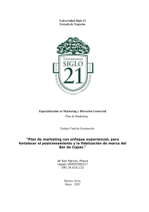 Plan de Marketing Experiencial para Posicionamiento y Lealtad de Bar