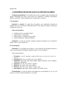 Gram&aacute;tica Espa&ntilde;ola: Categor&iacute;as Gramaticales y Clases de Palabras