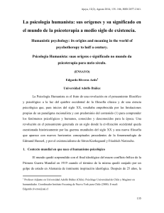 Psicolog&iacute;a Humanista: Or&iacute;genes y Significado en Psicoterapia