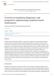 A review on machinery diagnostics and prognostics implementing condition-based maintenance - ScienceDirect