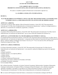 Ley de Desarrollo Econ&oacute;mico y Social 2021-2025, Bolivia