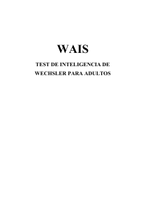 WAIS: Test de Inteligencia Wechsler para Adultos - Manual
