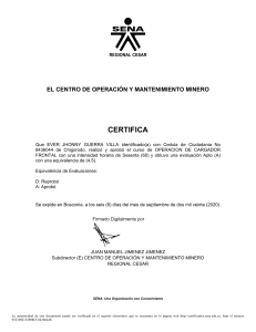 Certificado SENA: Operación de Cargador Frontal - Ever Guerra