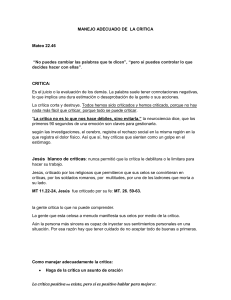 Manejo Adecuado de la Crítica: Perspectiva Religiosa