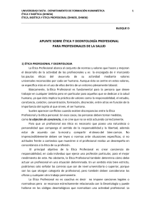&Eacute;tica y Deontolog&iacute;a Profesional: Apunte para Salud