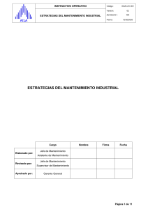 Estrategias de Mantenimiento Industrial: Instructivo Operativo