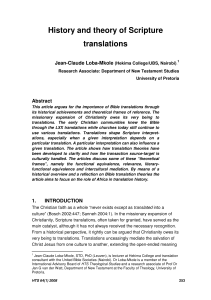 History & Theory of Scripture Translations: Africa's Role