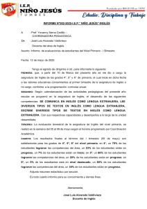 Informe Evaluación Inglés Primaria - I Bimestre