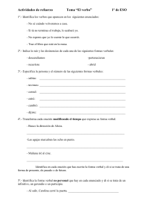 Ejercicios de Verbo - 1º ESO: Refuerzo de Gramática