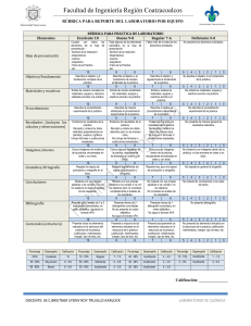 Rúbrica para Informe de Laboratorio de Química - Evaluación