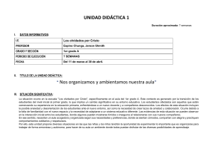 Unidad Didáctica 1er Grado: Organización del Aula