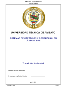 Transici&oacute;n Horizontal en L&aacute;mina Libre: C&aacute;lculos Hidr&aacute;ulicos