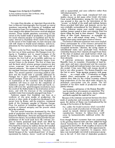 Passages from Antiquity to Feudalism: A Review