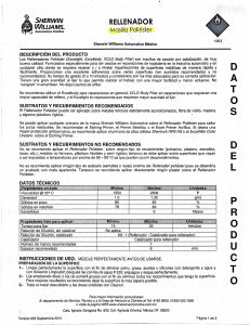 Hoja de Datos del Rellenador Poliéster Sherwin-Williams
