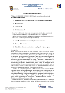 Acta de Asamblea de Aula: Mi Higiene es Importante