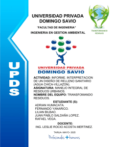 Informe: Dise&ntilde;o de Relleno Sanitario Agua Chica-Villaz&oacute;n