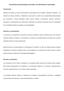 Dificultades de Aprendizaje: Caracter&iacute;sticas Biopsicol&oacute;gicas