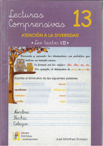Ejercicios de Diminutivos en Espa&ntilde;ol - Lecturas Comprensivas 13