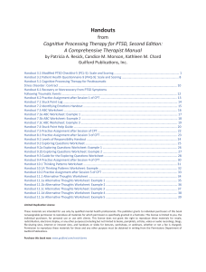 CPT PTSD Handouts: Scales, Worksheets & Assignments