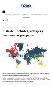 Enchufes, Voltajes y Frecuencias por Pa&iacute;ses - Gu&iacute;a El&eacute;ctrica