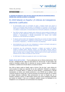 Informe Randstad: Desajuste Laboral en Espa&ntilde;a 2020