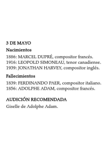 3 de Mayo: Nacimientos y Fallecimientos de M&uacute;sicos
