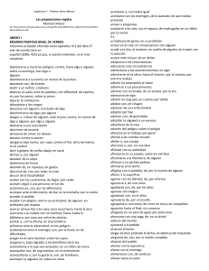 Lista de Preposiciones y Verbos en Espa&ntilde;ol
