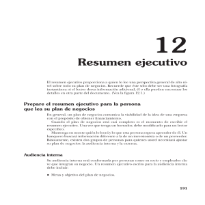 Resumen Ejecutivo: Gu&iacute;a para el Resumen de un Plan de Negocios