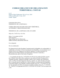 C&oacute;digo Org&aacute;nico de Organizaci&oacute;n Territorial, COOTAD
