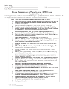 Global Assessment of Functioning (GAF) Scale