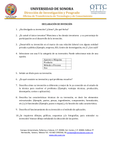 Declaración de Invención - Universidad de Sonora