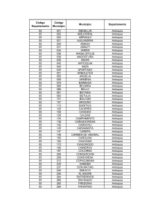C&oacute;digos de Departamentos y Municipios de Colombia