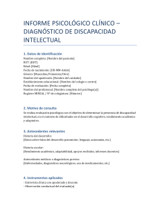 Informe Psicol&oacute;gico: Diagn&oacute;stico de Discapacidad Intelectual