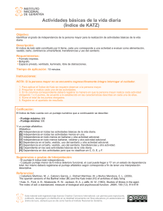 &Iacute;ndice de Katz: Evaluaci&oacute;n de Actividades de la Vida Diaria