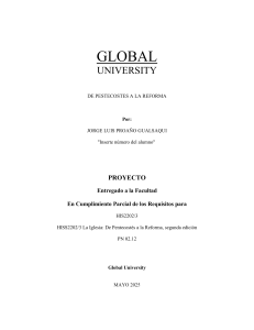 Iglesia: Pentecostés a la Reforma - Proyecto Universitario